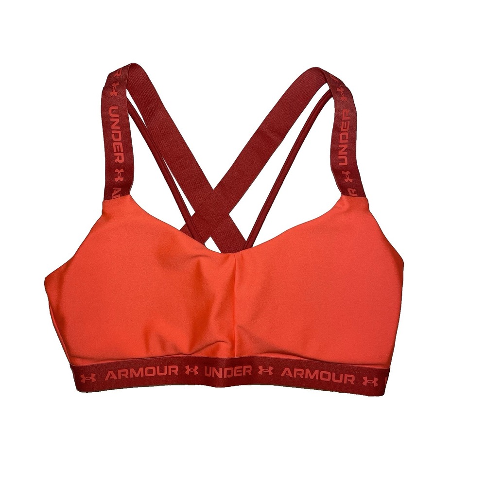 Under Armour Womens Fitness Neon Orange Crossback Sports Bra Style #1361033 - M